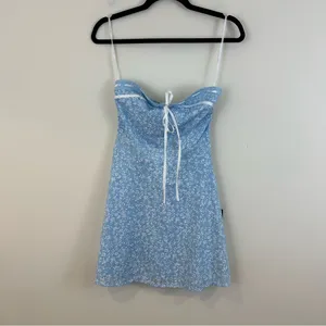Lulu's Precious Babe Light Blue Floral Ribbon Strapless Mini Dress XS NWT thumbnail 2
