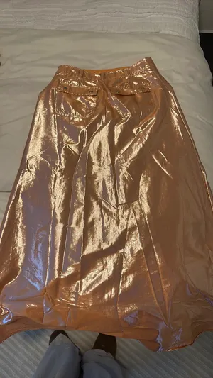 Anthropologie Metallic Orange Skirt thumbnail 8