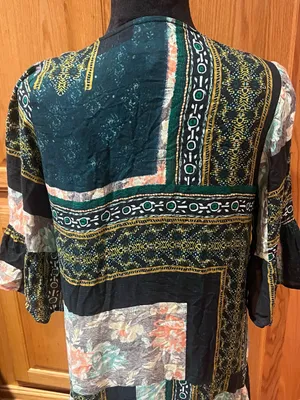 Anthropologie Maeve Patchwork‎ Lace Trim Peasant Mini Dress Tunic Green Size XS thumbnail 11