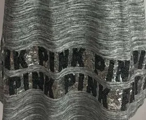 Vs Pink Victorias Secret Sequin Tank Top Gray Black thumbnail 4
