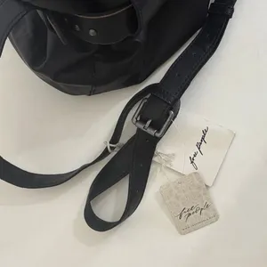 NWT!! FREE PEOPLE Black Leather Embellished Belt Bucket Bag Studded Studs Solid thumbnail 9