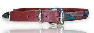 Vintage 1980's Leather & Rolled Fabric Belt | Silver‎ Buckle | Guatemala thumbnail 1