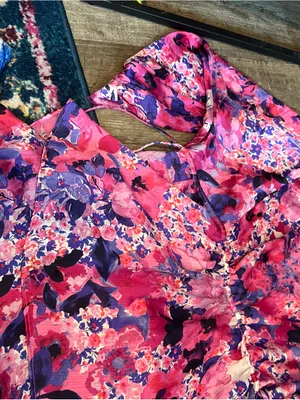 Zara purple and pink printed dress thumbnail 7