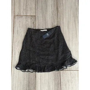 NEW NWT Abercrombie & Fitch Mini Skirt Black White Dots Ruffle Trim Womens Small thumbnail 2