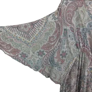 World Market Paisley Rayon‎ Kaftan Maxi Dress Size S/M Kimono Sleeve Boho Soft thumbnail 2
