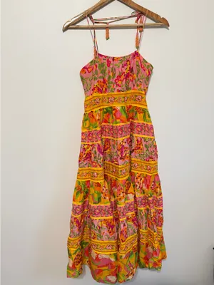 NEW Farm Rio Mixed Fruits Paradise Midi Dress Size XS NWOT Tropical Cotton thumbnail 3