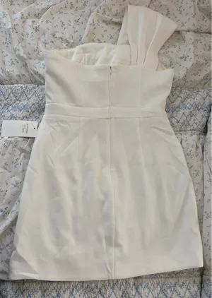 American Threads White Zola One-Shoulder Mini Dress thumbnail 3
