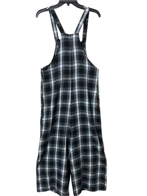 SHEIN Plaid Overall Jumpsuit M Black/White EUC thumbnail 8