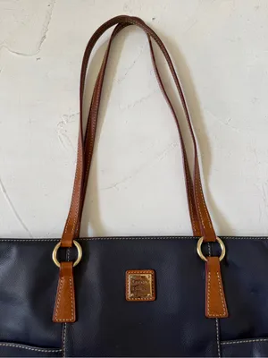Dooney & Bourke Navy Blue Leather Lexington Shopper Tote Shoulder Bag thumbnail 11