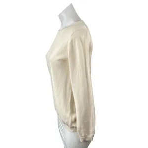 Banana Republic Women's Cream Long Sleeve Crew Neck Knit Sweater Top Size S thumbnail 3