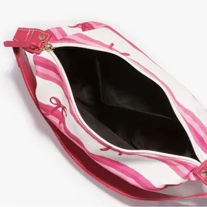 Pink Stripe Coquette Crescent Hobo Shoulder Bag Scarf Print NIP thumbnail 4