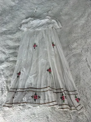 Young Threds Y2K Boho Embroidered White Maxi Dress S Floral Cottagecore thumbnail 1