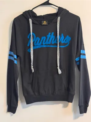 Carolina Panthers NFL Black Blue Football Hoodie Sweatshirt Women's Juniors thumbnail 1