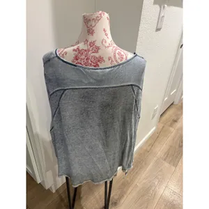 We The Free Free People Blue Linen Blend‎ Long Sleeve Scoop Neck Top Small thumbnail 2