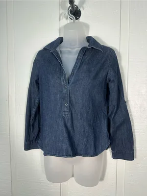 Talbots Denim 3/4 Sleeve Top Size Small Petite EUC thumbnail 2