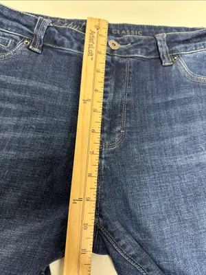 Women's Straight Leg Distressed Jeans in Dark Blue thumbnail 4