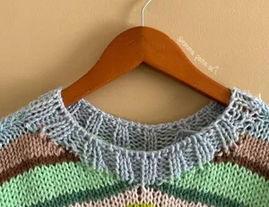 hand knit striped funky fun multi colored oversized sweater Blue Size M thumbnail 4