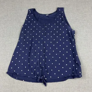 Old Navy Tank Top Womens XXL Blue Scoop Neck Sleeveless Polka Dot Tie Front thumbnail 1