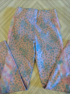 LoveShackFancy x Bandier Pink & Blue Floral Leggings Size M thumbnail 5