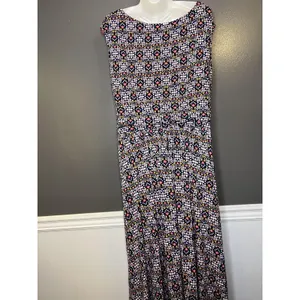 Le Lis Dress Womens Large Blue Floral Scoop Neck Jersey Maxi Sundress Casual thumbnail 9