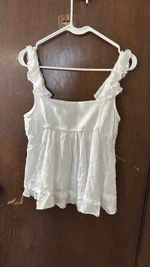 White Short Sleeve Blouse Hollister thumbnail 2