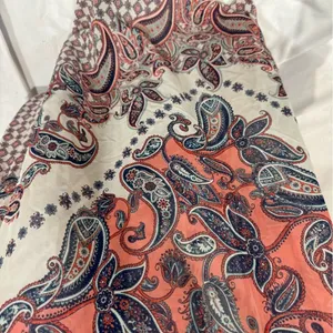 Pink and white paisley print boho smocked ruffle maxi dress size XL thumbnail 5