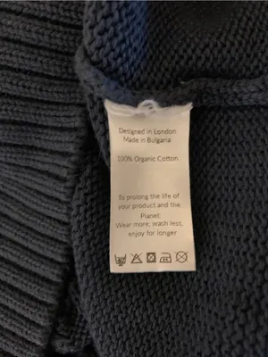 Saint‎ Sofia Organic Cotton Cable Knit Sweater Blue Minimalist Coastal L thumbnail 4