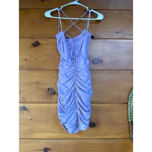 NWOT Lulus Confident Allure Lavender Ruched Lace-Up Bodycon Mini Dress Party S thumbnail 6