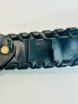 Western Rhinestone Whipstitch Belt with Orange Stones and Black Faux Leather thumbnail 11