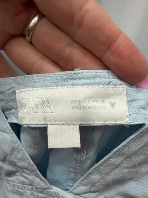 Zara Pale Blue Button-Front Top S thumbnail 2