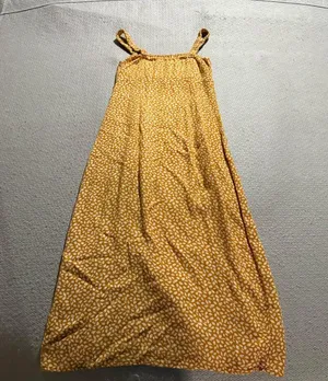Abercrombie & Fitch Yellow Patterned Midi Dress High Side Slit Size XSmall EUC thumbnail 5