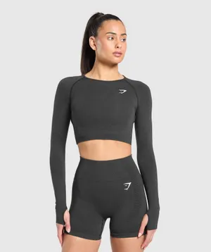 Gymshark Vital Seamless 2.0 Long Sleeve Gray Crop Top thumbnail 8