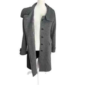 Burberry London Wool Cashmere Coat Gray Long Wrap Collar Back Belt UK 6 US 4 thumbnail 7
