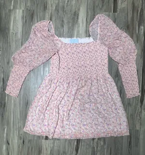 Hill House Home XXL The Grace Mini Nap Dress Pink Pansy Floral Smocked thumbnail 1