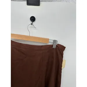 Coldwater Creek‎ Brown Linen Blend Maxi Skirt Size L Stitch Detail Hem AN18 thumbnail 4