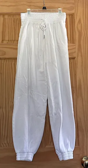 Abercrombie & Fitch drawstring high rise sweatpants white size Small thumbnail 1