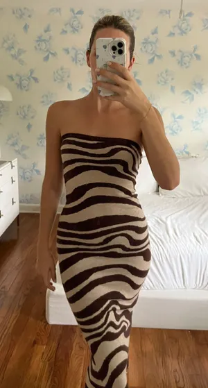 Zebra Brown Midi Dress thumbnail 2