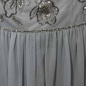Adrianna Papell Blue Sequin Tulle Maxi Dress Mother Of The Bride Gown Size‎ 4 thumbnail 3
