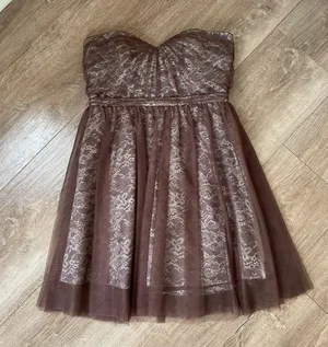 strapless formal dress brown lace women’s size 12 prom dance Y2K thumbnail 1