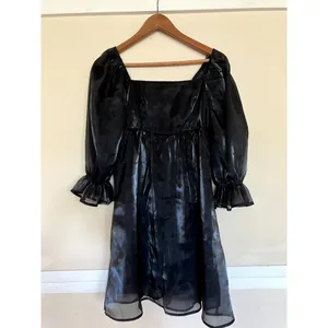 BLU PEPPER Satin Babydoll Mini Dress Black Size Small S GOTH FOREST FAIRY GRUNGE thumbnail 3