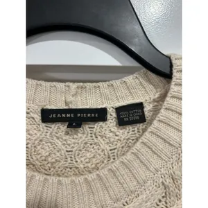 Jeanne Pierre Women Fisherman Cable Knit Cotton Sweater Large Cream Nautical thumbnail 2