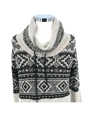 Maurices Nordic Pattern Cowl Neck Sweater Metallic Gray Black Size Medium NWT thumbnail 2