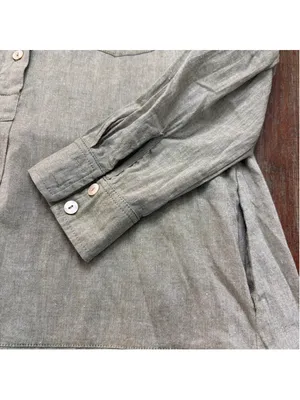 Tuckernuck Sage Green Linen Look 100% Cotton Drop Waist Ruffle Hem Shirt Dress S thumbnail 7