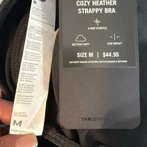 Fabletics Cozy Heather Strappy Sports Bra Black Medium Activewear Yoga Workout⁠ thumbnail 3
