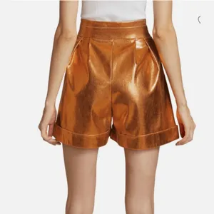 Kimberly Goldson Lizzie Metallic Faux‎ Leather Shorts Copper 0 Orange thumbnail 3