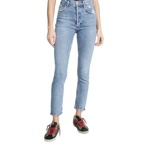 AGOLDE Nico High Rise Straight Leg Jeans Light‎ Wash Distressed Raw Hem Size 25 thumbnail 15