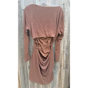 Princess Polly $65 Nolan Long Sleeve Square Neck Ribbed Mini Dress Brown Sz 18 thumbnail 6