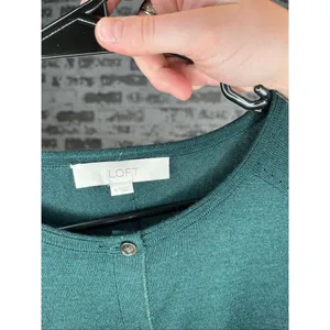 Loft | women green faux button sweater wool blend thumbnail 2