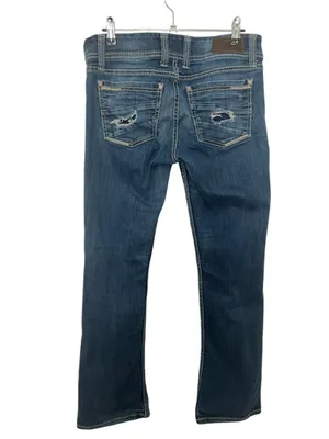 BKE Stella Medium Wash Distressed Bootcut Denim Jeans With Contrast Stitching thumbnail 3