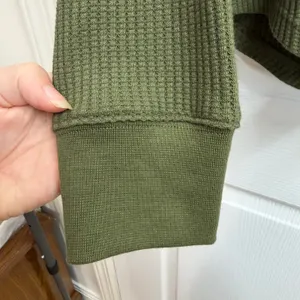 GAP Women's Green Waffle Knit Long Sleeve Henley cotton stretch casual shirt S thumbnail 2
